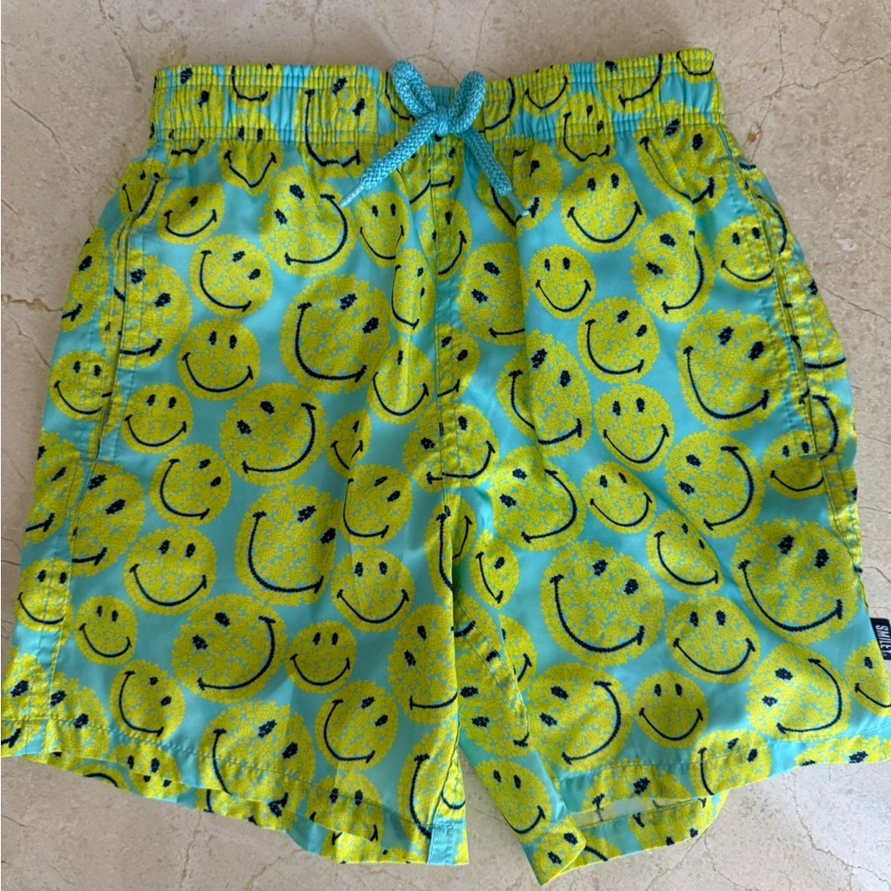 Vilebrequin Kids Swim Trunks - Blue and Yellow Smiley Faces
